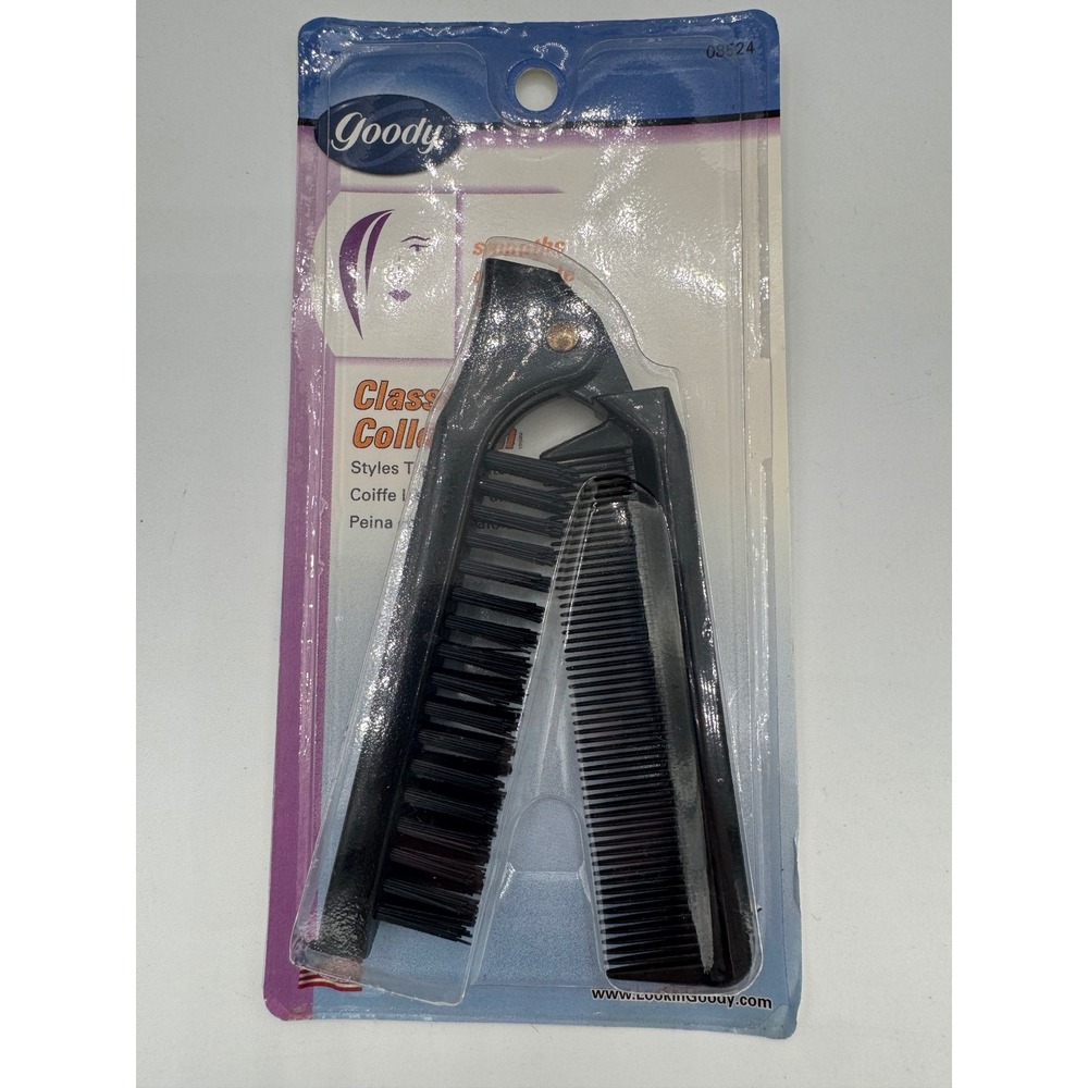 Goody Classic Collection Folding Hair Brush Comb Combo Black Vintage 2000 08524